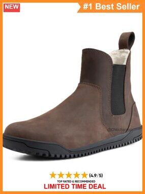 Faux Shearling Lined Chelsea Ankle Boots Barefoot Pull-On Winter
